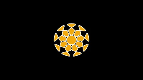 Animated Mandala Yellow Black Background 4k Loop Stock Footage 314417192