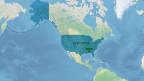 Animated map of alabama state within the united states of america a digital Stock Footage 345717783