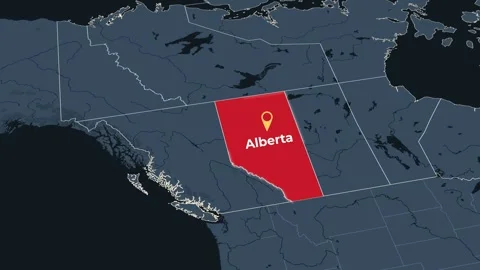 Animated map of Alberta, Canada, highlighting the province Stock Footage 344889321