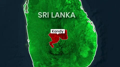 Animated map animation highlighting the Kandy region in Sri Lanka motion video Stock Footage 342594577