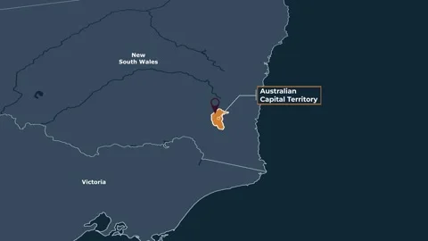 Animated map of Australian Capital Territory, Australia Stock Footage 345262562