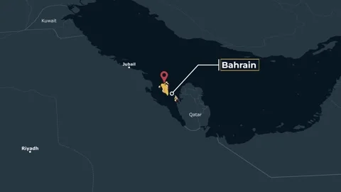 Animated map of Bahrain highlighting the country in the Middle East Stock Footage 344377271