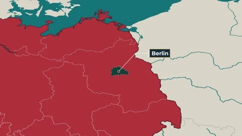 Animated map of Berlin, Germany, highlighting the state Stock Footage 345573628