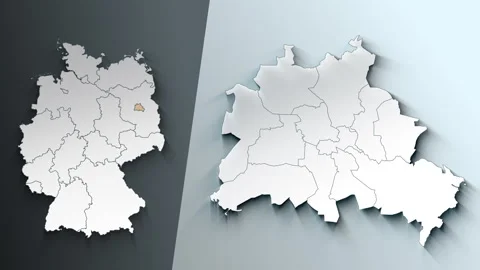 Animated Map of Berlin Region Highlighted Within German with State Borders Stock Footage 343539892