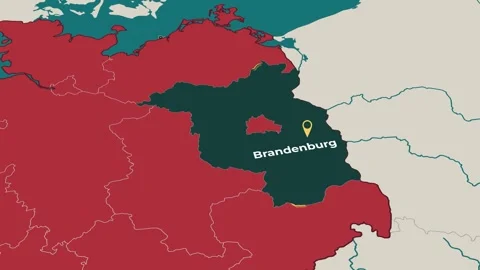 Animated map of Brandenburg, Germany, highlighting the state Stock Footage 345573686