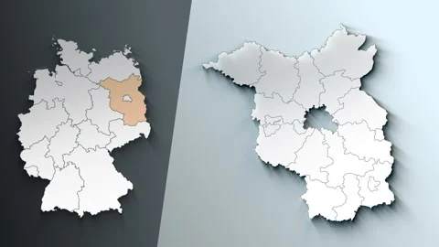 Animated Map of Brandenburg Region Highlighted Within German with State Borders Stock Footage 343538979