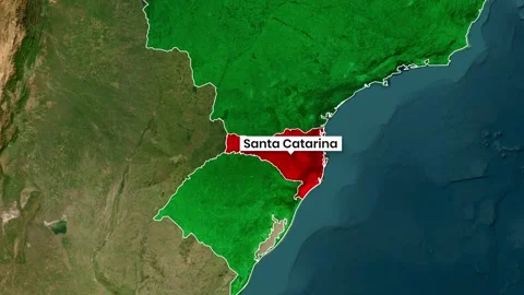 Animated Map of Brazil Highlighting Santa Catarina Coastal Region Stock Footage 340552055