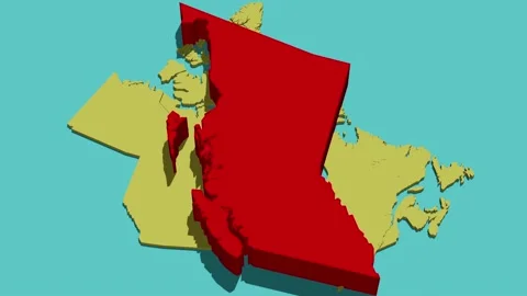 Animated Map of British Columbia (Canada) Stock Footage 233785271