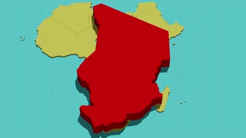 Animated Map of Chad (Africa) تشاد‎ Stock Footage 211609887