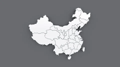 Animated map of China, white map on gray... | Stock Video | Pond5