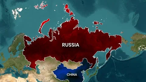 Animated Map of Cuba, China, and Russia Highlighted on a Satellite Map Stock Footage 335607716