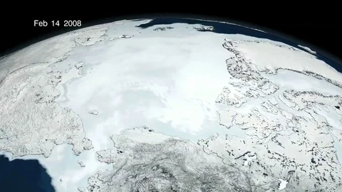 Animated map of decline in polar sea ice... | Stock Video | Pond5