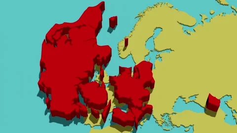 Animated Map of Denmark Stock Footage 291616638