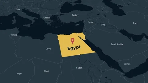 Animated map of Egypt highlighting the country in the Middle East Stock Footage 344376849