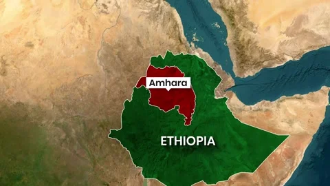 Animated Map of Ethiopia Highlighting Amhara Regional State Stock Footage 340630994