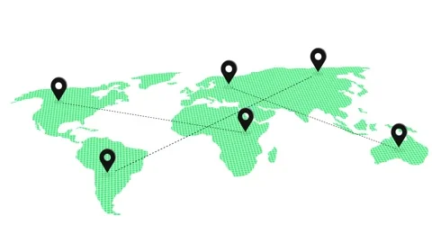 Animated map featuring interconnected lo... | Stock Video | Pond5
