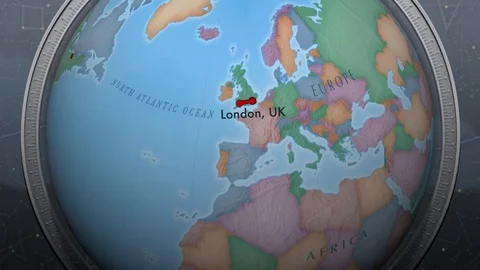 Animated map flight london to new york Stock Footage 114481985