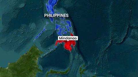 Animated map footage highlighting the Philippines and the Mindanao region Stock Footage 341782271