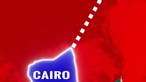Animated map footage highlights Egypt's key cities Cairo and Port Said Vídeo Stock 340151747