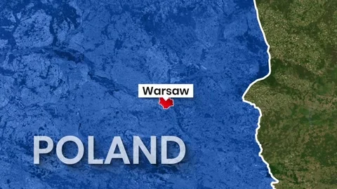 Animated map footage showing the location of Warsaw, the capital city of Poland 動画素材 342012193