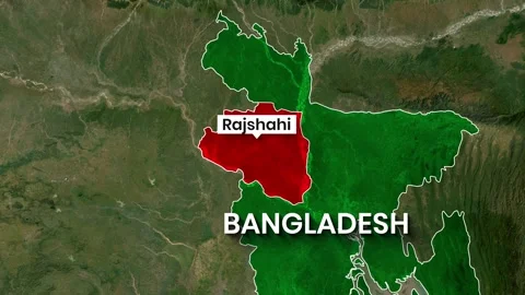Animated map graphic highlighting Rajshahi division within Bangladesh footage Stock Footage 343919418
