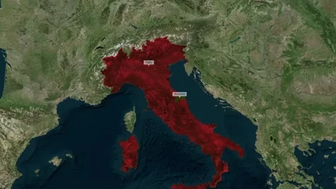 Animated map graphic locating ancona italy on a digital globe a digital motion Stock Footage 345717814