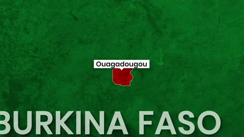 Animated map graphic showcasing Burkina Faso and its capital Ouagadougou Stock Footage 343385362