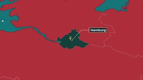 Animated map of Hamburg, Germany, highlighting the state Vídeo Stock 345855004