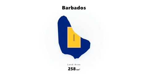 Animated map highlight of Barbados island silhouette with yellow eastern marker Stock Footage 345687249