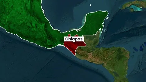 Animated map highlighting the Chiapas region in Mexico with motion graphics Видео 341657413