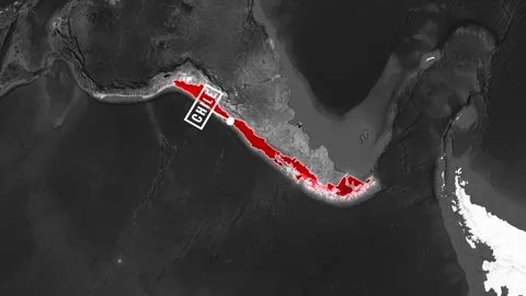 Animated map highlighting chilean territory with national flag Stock Footage 345455699