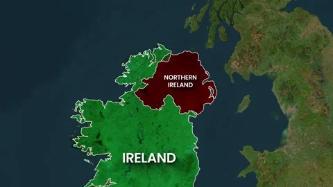 Animated map highlighting Ireland and Northern Ireland geographic boundaries Stock-Footage 334694531