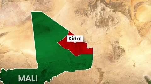 Animated map highlighting Mali region of Kidal in motion footage Stock Footage 343253116