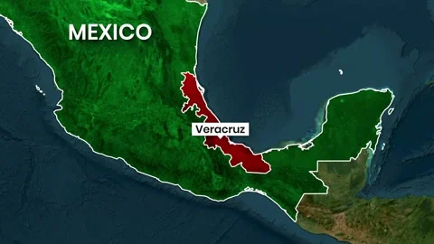 Animated map highlighting the Mexican state of Veracruz motion graphics video Stock Footage 341657417