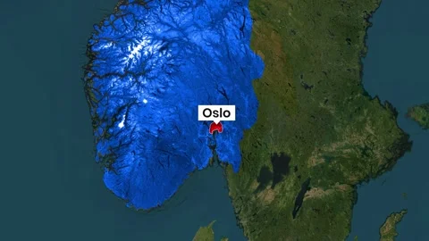 Animated map highlights Oslo and the snowy Norwegian region motion graphics clip Vidéo 341924766