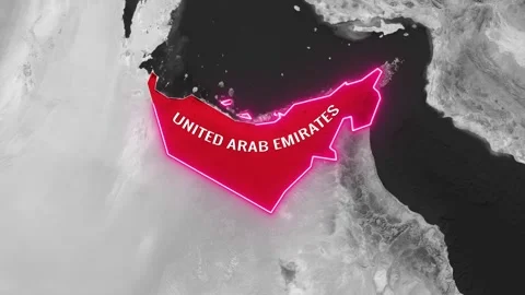 An animated map  highlights the United Arab Emirates footage Video stock 342594014