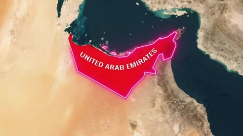 An animated map highlights the United Arab Emirates in bright motion footage Stock Footage 342594197