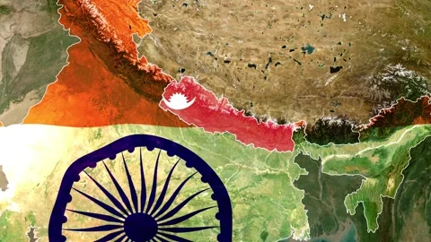 Animated Map of India and Nepal Highlighted With National Flags Vídeos de archivo 334866679