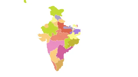 Animated map of India showing administra... | Stock Video | Pond5