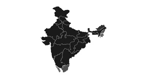 Animated map of India showing administra... | Stock Video | Pond5