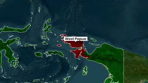 Animated Map of Indonesia Highlighting West Papua Region Stock Footage 340551592