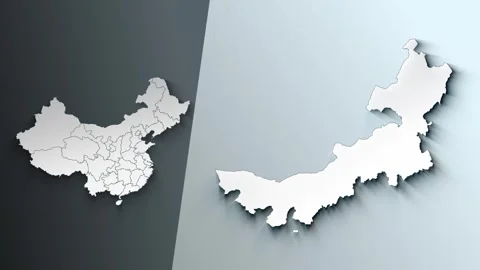 Animated Map of Inner Mongolia Region Highlighted Within China with Stock Footage 341442969