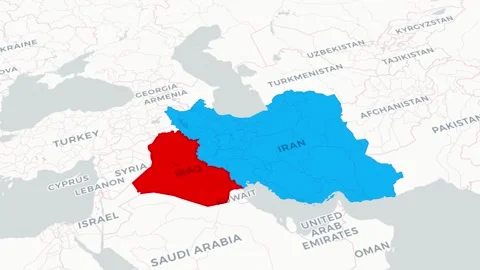 Animated Map of Iran and Iraq – Geopolitical and Geographic Visualization Stock Footage 312127012