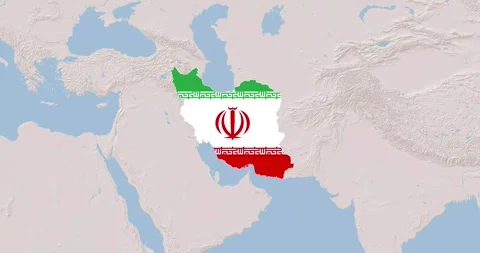 Animated map of Iran filled with the national flag Stock Footage 327631965