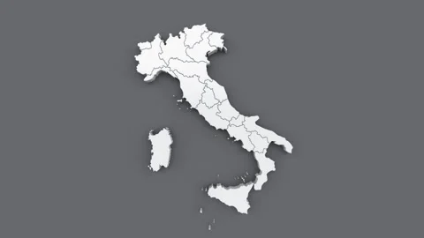 Animated map of Italy, white map on gray background. Stock Footage 333019191