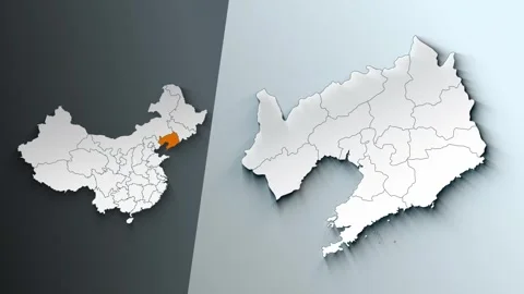 Animated Map of Liaoning Region Highlighted Within China with Administrative Stock Footage 341442999