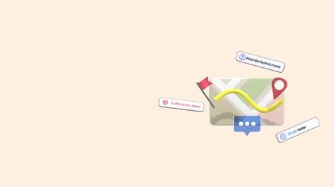 Animated Map With Location Pins And Speech Bubble With Copy Space. Stock Footage 287106009