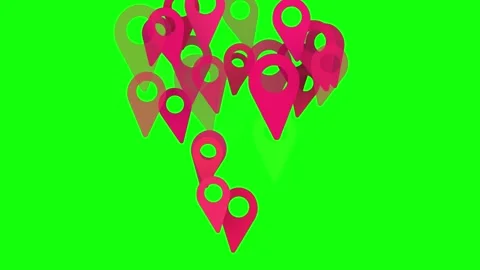 Animated Map Location Pins on Green Screen Stock Footage 330920181