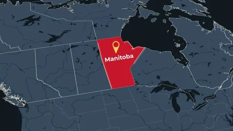 Animated map of Manitoba, Canada, highlighting the province Stock Footage 344889083