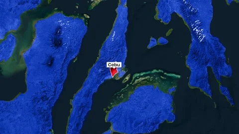 Animated map marker highlights the city of Cebu in the Philippines video Stock Footage 341782287